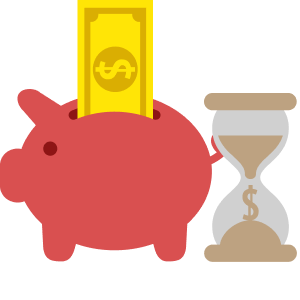 A piggy bank and sand hourglass representing the tailored loan solutions and flexible repayment plans offered